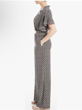 NWT Max Studio Women's Ruffle Smocked Waist Jumpsuit Size L